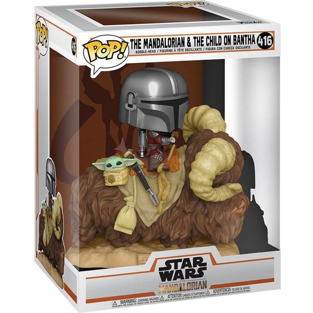 Funko POP! Deluxe Star Wars - Mando På Bantha Med Barn I Väska Leksaksfigur (17,1 Cm)