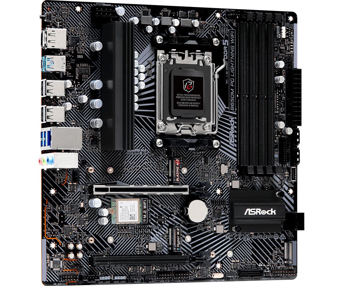 ASRock B650M PG Lightning WiFi Moderkort Micro ATX AM5 Socket DDR5