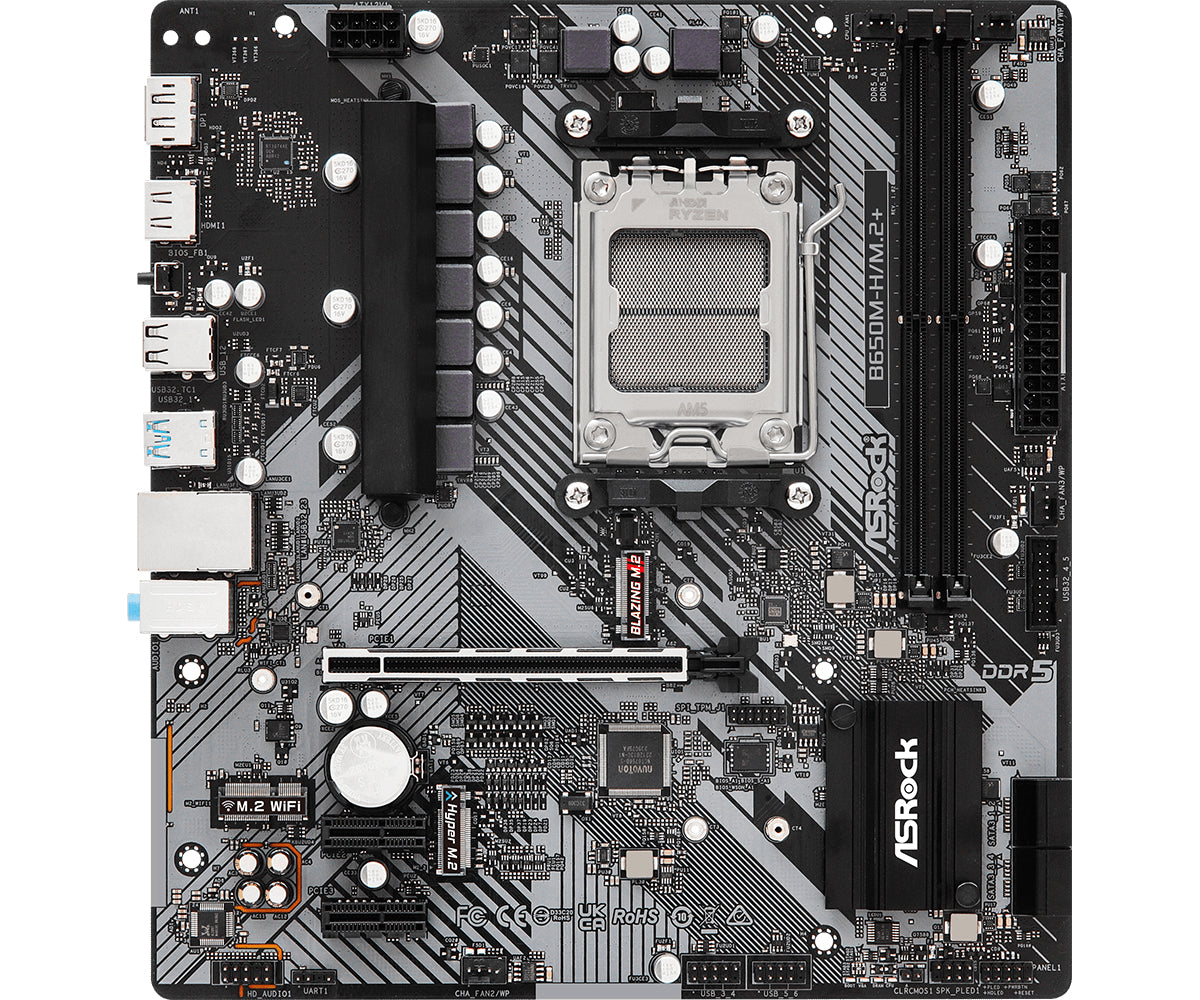 Asrock B650M-H/M.2+ Moderkort Micro ATX AM5 Socket DDR5