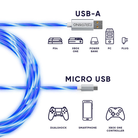 Oniverse Micro Usb Charge Cable With Led, 2 Meters - White ONIVERSE