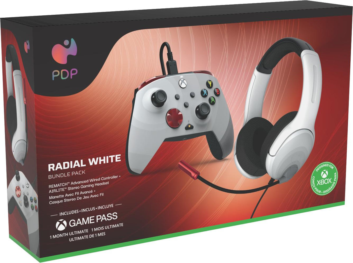PDP Rematch &amp; Airlite Radial White Bundle Licensierad Xbox