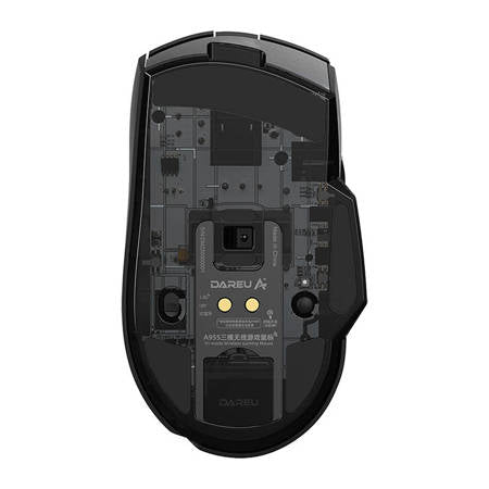 Trådlös Spelmus + Laddningsdocka Dareu A955 RGB 400-12000 DPI (svart)