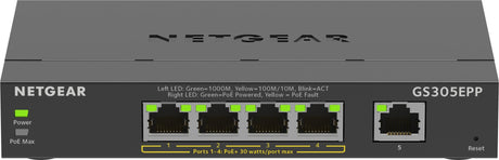 Netgear 5PT GE PLUS SWCH W/ HI-PWR POE+ Netgear International Limited