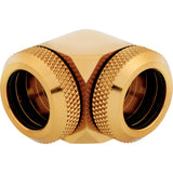 CORSAIR Hydro X Series XF Hardline 90° 14mm ytterdiameter vinklad koppling för vätskekylningssystem 2-pack guld