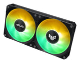 ASUS TUF Gaming LC III 240 ARGB – radiator med to blæsere set skråt ovenfra