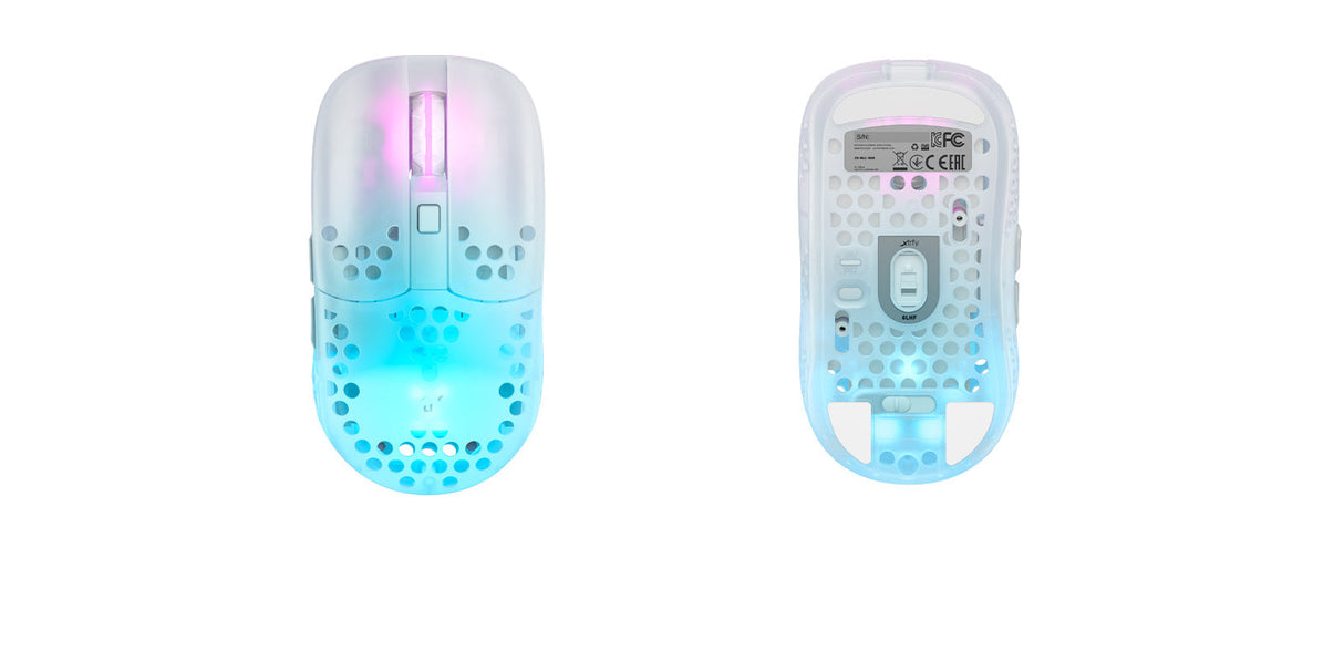 Xtrfy MZ1 Wireless RGB Rail Gaming Mus, Vit Transparent