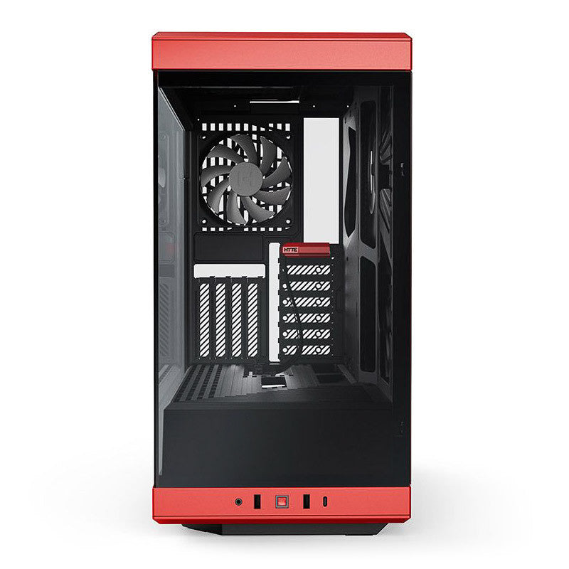 HYTE Y40 Red Miditower - Panoramaglasslöja, inkluderad PCIe 4.0-stigkabel, 2 inkluderade fläktar