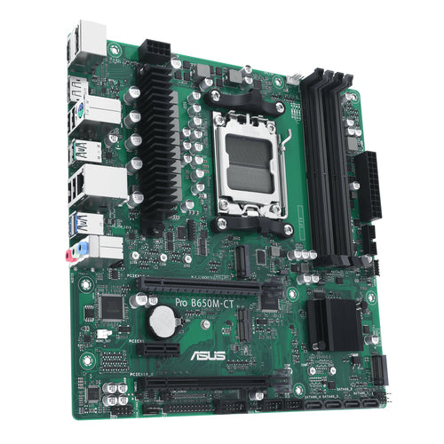 ASUS PRO B650M-CT-CSM – micro ATX AM5 bundkort – skråt ovenfra