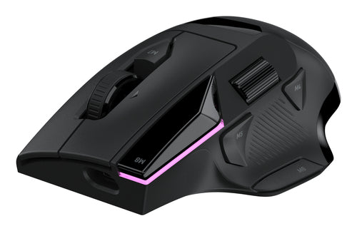 Turtle Beach Command MC5 – trådløs gamingmus, sort – Sideknapper set skråt