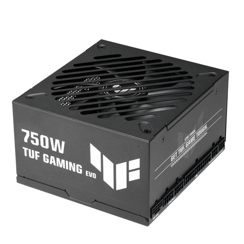 ASUS TUF Gaming 750W Gold EVO – sort strømforsyning set skråt ovenfra
