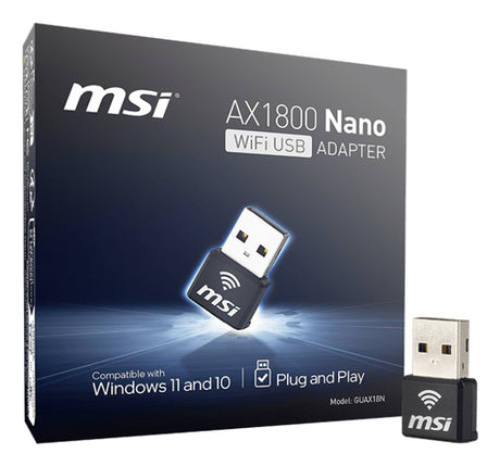 MSI AX1800 Nano – Wi-Fi 6 USB-adapter – adapter med emballage