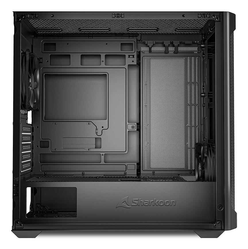 Sharkoon MK4 RGB Strip Black Mesh Front ARGB Strip 2x 120mm Fans USB-C BTF Micro-ATX Gaming PC Case Sharkoon