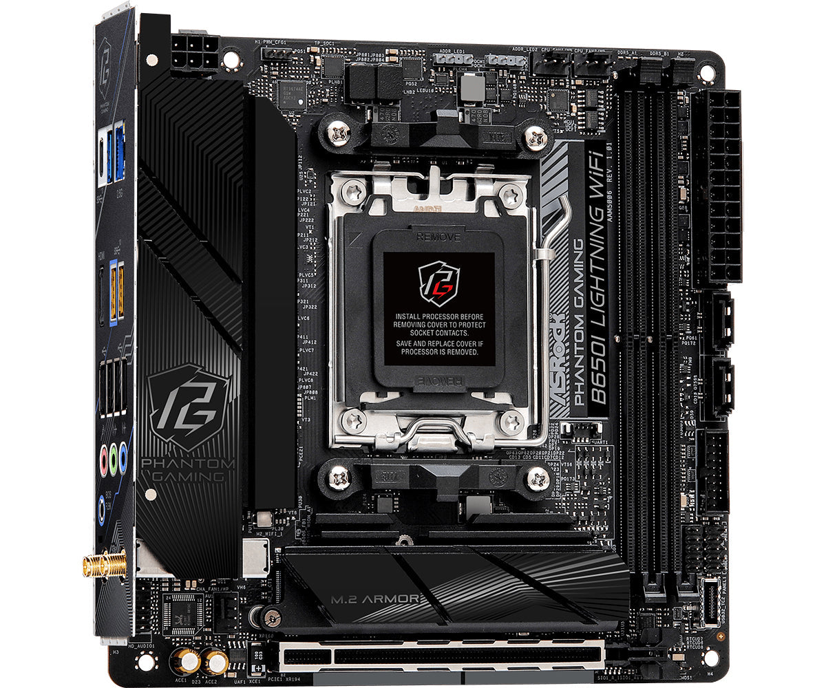 ASRock B650I LIGHTNING WIFI - Moderkort - Socket AM5 - USB 3.2 Gen 1 - Inbyggd Grafik (CPU Krävs) Detaljhandel