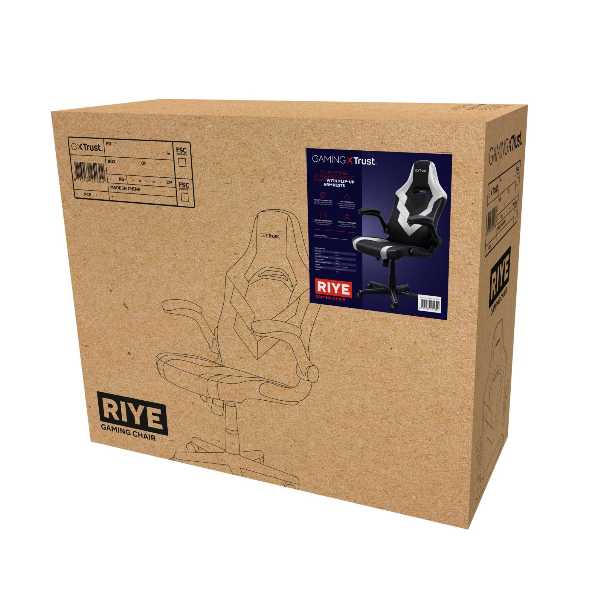 TRUST GXT703W RIYE SPELSTOL - VIT
