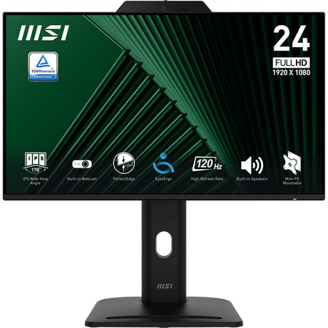 MSI PRO MP242PMGDE (60 cm (23.8 inches), black, FullHD, IPS, webcam, microphone, HDMI, DP, VGA, USB hub, 120Hz panel)