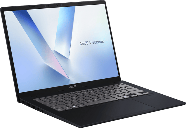 ASUS Vivobook 14 X1407QA-LY034W i Quiet Blue, åben set fra venstre