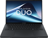 ASUS UX8406CA-QL314X i Inkwell Gray, åben Zenbook Duo med tastaturet på den nederste skærm