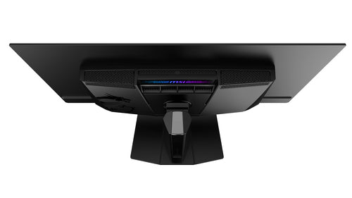 MSI MPG 321URX QD-OLED – 31,5″ gamingskærm, 3840 × 2160, 240 Hz – stativ og kabinet set ovenfra