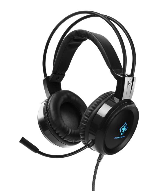 Deltaco - DH110 Stereo Gaming Headset - 50mm Drivrutiner - LED - Svart