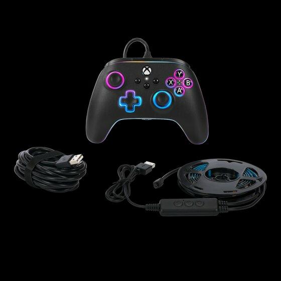 PowerA Advantage kabelansluten handkontroll - Xbox Series X/S - med Lumectra + RGB LED-remsa - svart