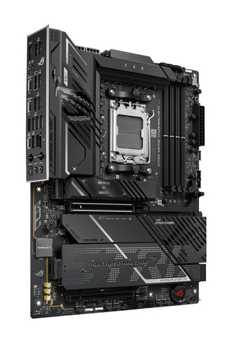 ASUS ROG STRIX X870E-H GAMING WIFI7 – ATX AM5 bundkort – skråt ovenfra