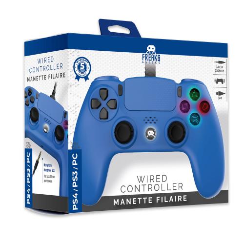 Freaks and Geeks kablet PS4-controller – blå, 3 m