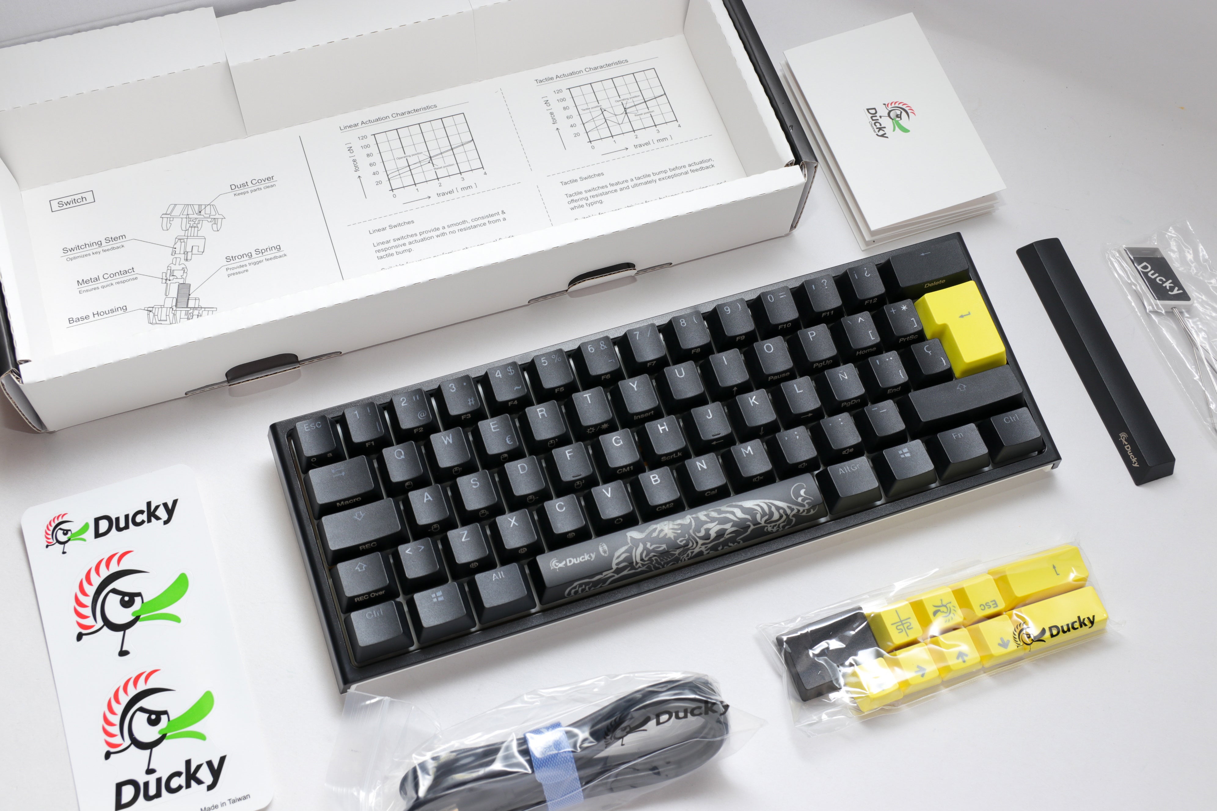 Ducky One 2 Pro - Klassisk Svart / Vit Nordic - Mini 60% - Kailh Box Brun