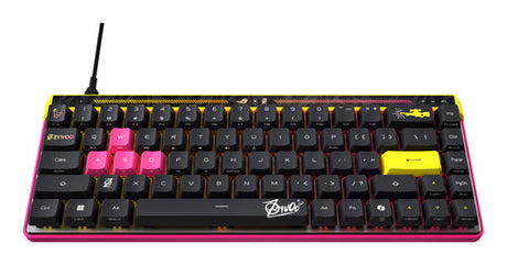 ASUS ROG Falchion Ace HFX ZywOo Edition – taster og arbejdsflade set ovenfra (vinkel 3); tastaturlayout illustrativt