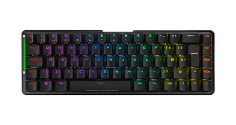 ASUS ROG Falchion – tastatur og arbejdsflade set ovenfra; layout på billedet er illustrativt