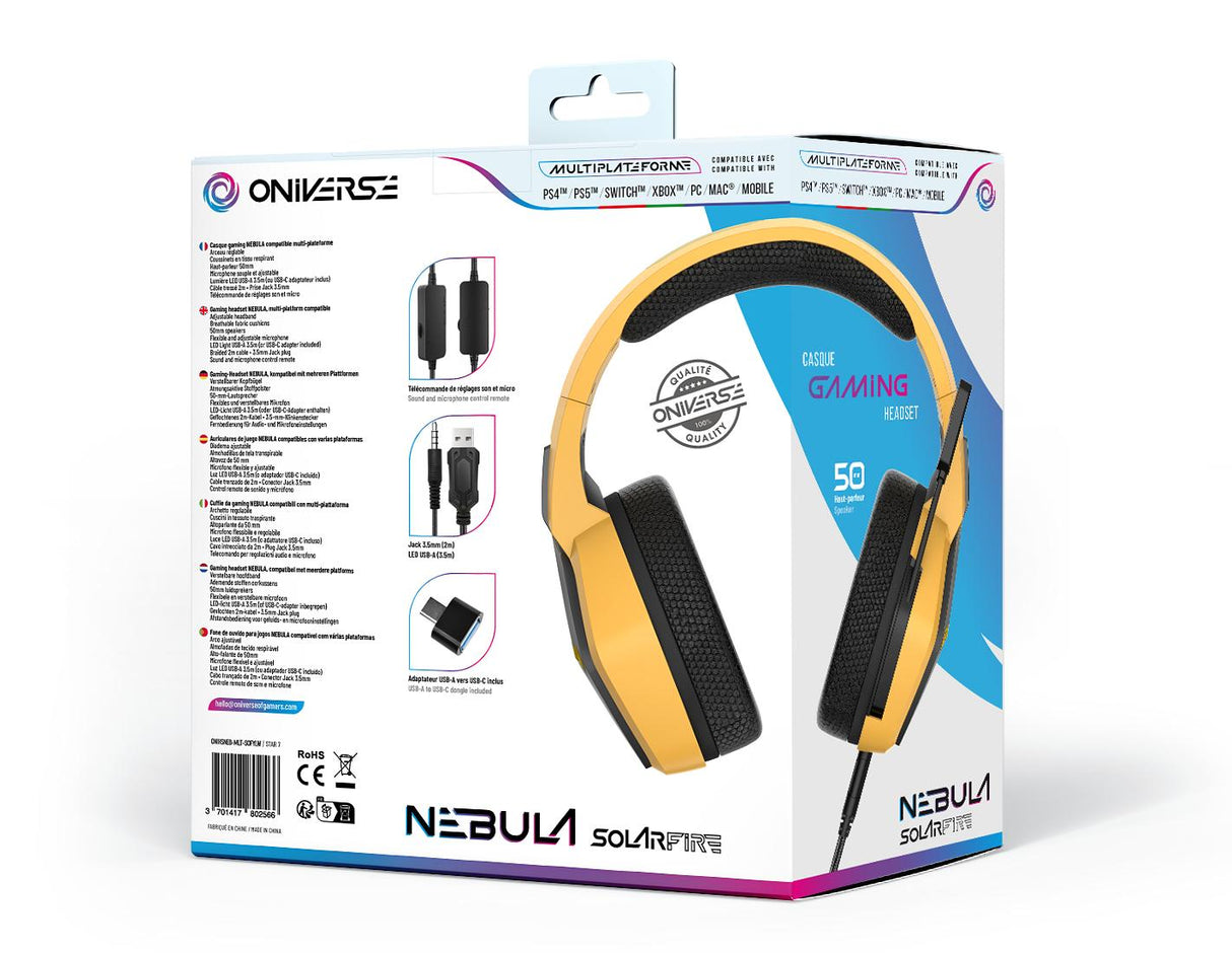 Oniverse Gaming Headset Nebula - Solarfire Yellow