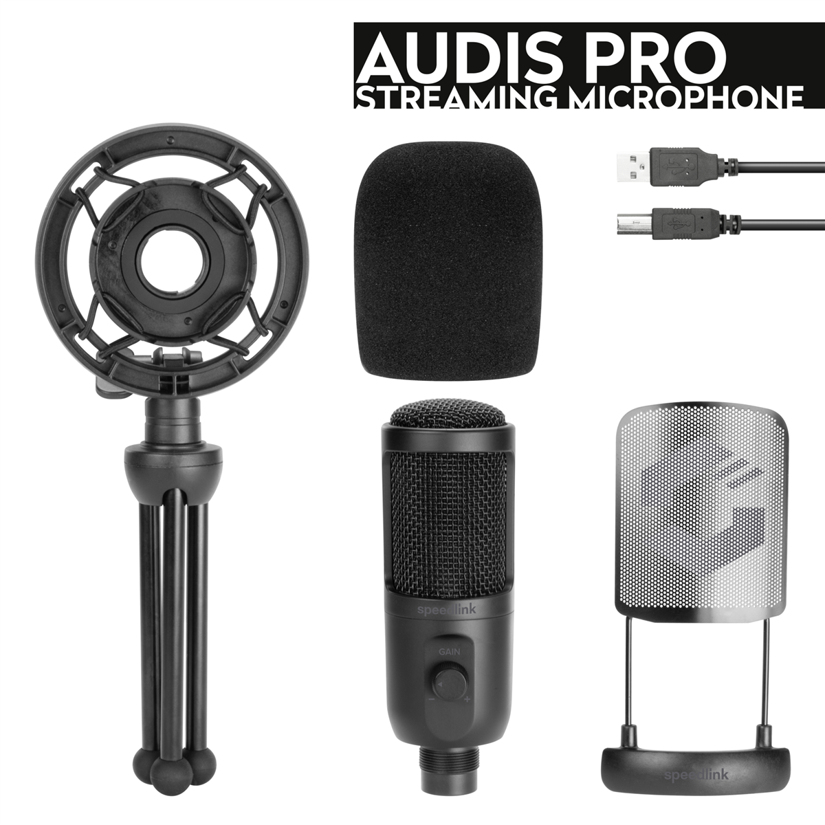 SpeedLink AUDIS PRO Streaming Mikrofon, Svart