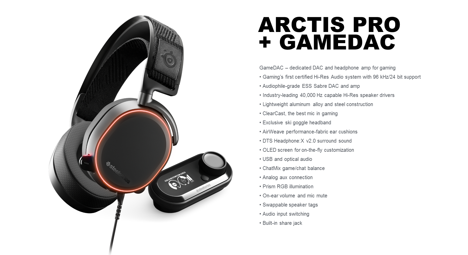 Steelseries - Arctis Pro + GameDAC Gaming headset - svart