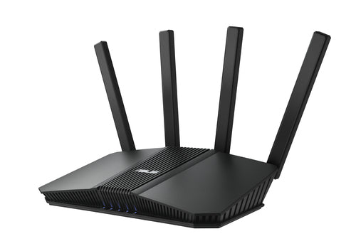 ASUS RT-BE59 sort Wi-Fi 7-router – set fra højre