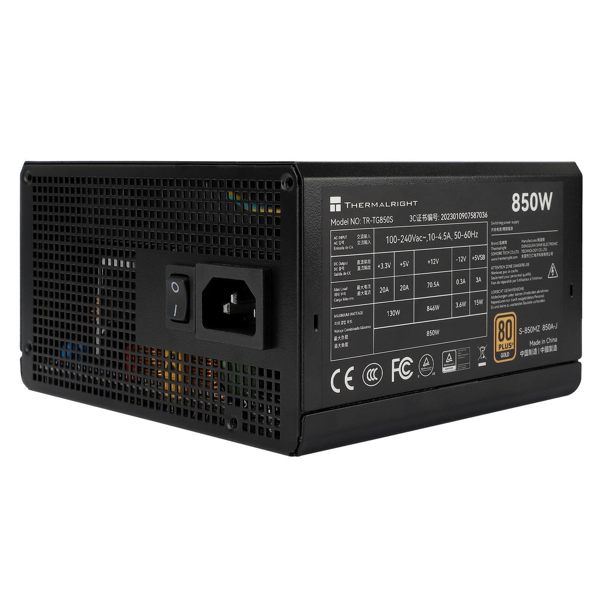 Thermalright TR-TG 850S Svart - PSU, 80+ Guld, 850W, Icke-modulär