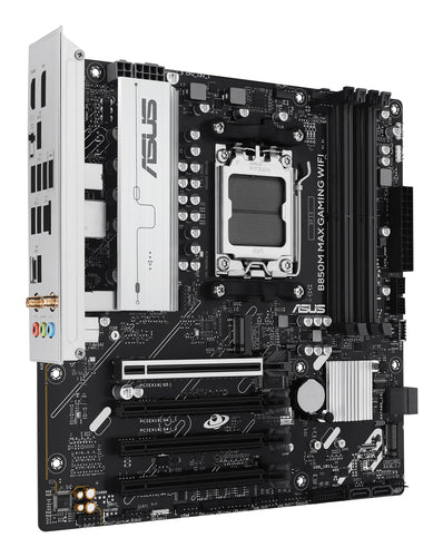 ASUS B850M MAX GAMING WIFI – bundkort set skråt