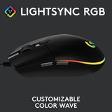 Logitech - G203 LIGHTSYNC Gaming Mus Svart