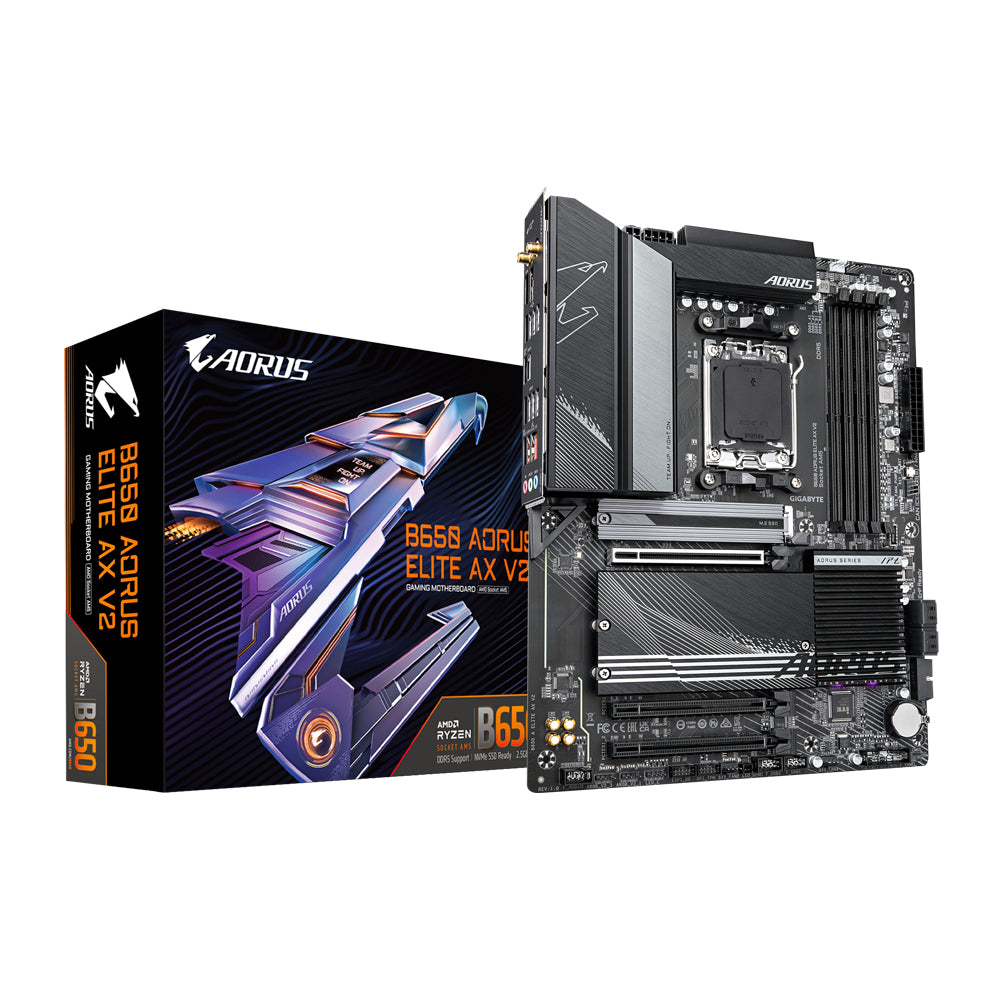 GIGABYTE B650 AORUS ELITE AX V2 - Sockel AM5 - Moderkort (svart)