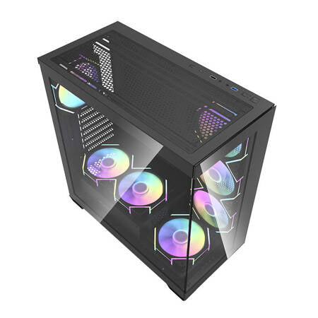Darkflash DS900 Datorfodral (svart) + 7 ARGB-fläktar