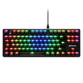 Sort transparent Sharkoon Crystal Shark TKL-tastatur med RGB-belysning