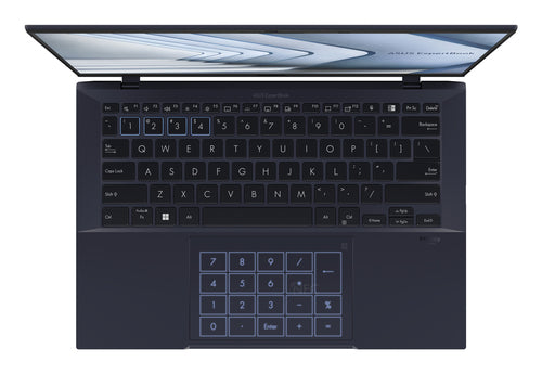 ASUS ExpertBook B9 OLED B9403CVAR-PP1735X – taster og arbejdsflade set ovenfra; tastaturlayout illustrativt