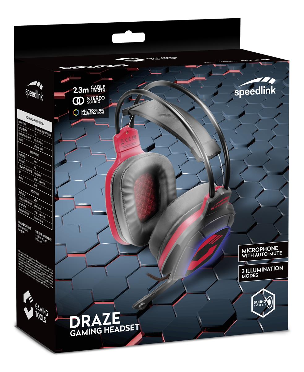 SpeedLink DRAZE Gaming Headset, Svart