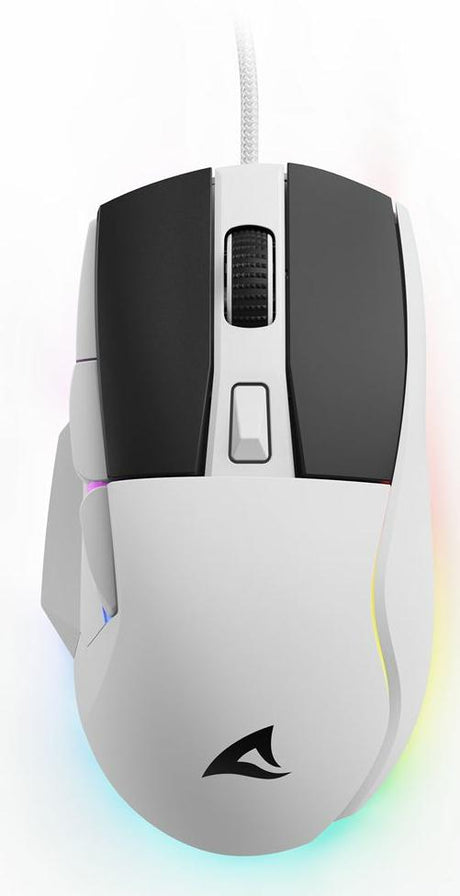Sharkoon SKILLER SGM35 White 6400 DPI ATG4090 RGB 1000Hz 80g PBT 6-Button Gaming Mouse Sharkoon