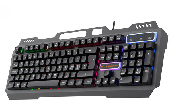 Deltaco Gaming DK130 gamingtastatur med regnbuelys – nordisk