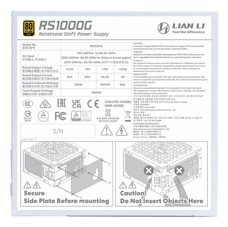 Lian Li RS Rotational Shift Gold 1000W White Lian Li