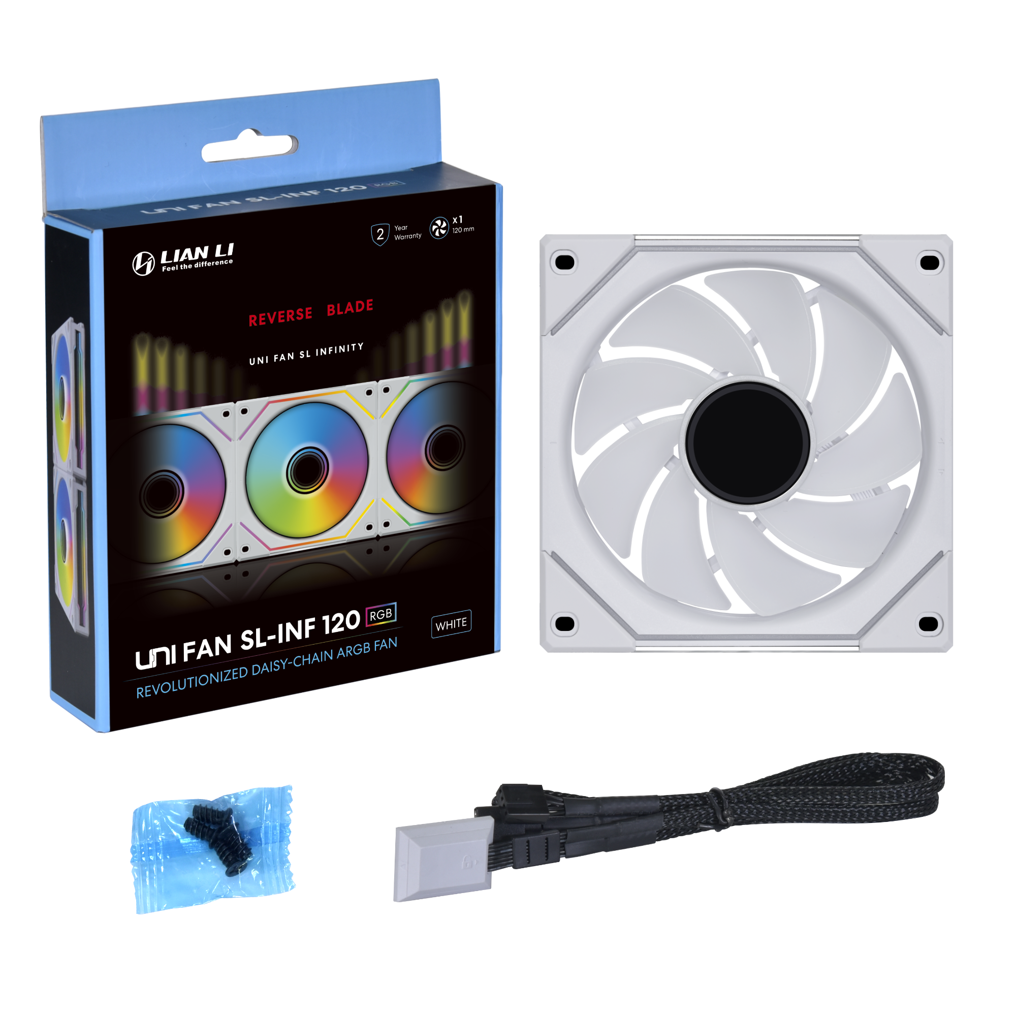 Lian li UNI FAN SL INF Vit fläkt - 120mm infinity RGB, PWM