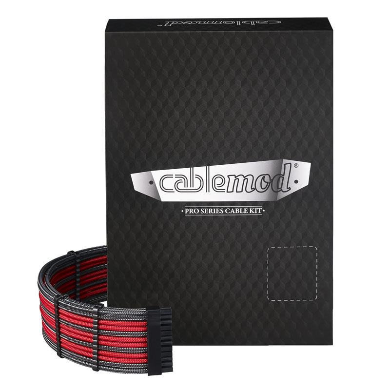 CableMod C-Series PRO ModMesh Kabelsats För Corsair AXi/HXi/RM (gul Etikett) - Kol/röd