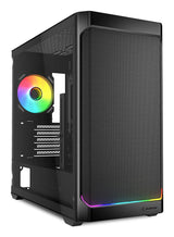 Sharkoon MK4W RGB Strip Black Mesh Front Tempered Glass ARGB Strip 4x 120mm Fans USB-C BTF Micro-ATX Gaming PC Case Sharkoon