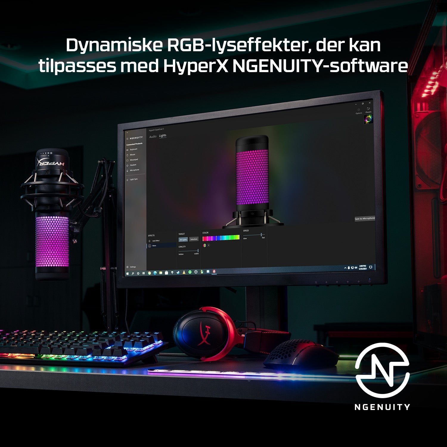 HyperX QuadCast S Mikrofonkabel -36dB Dubbelriktad Stereokardioid Rundstrålande Vit