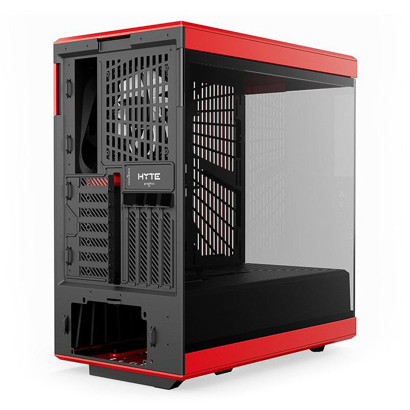 HYTE Y40 Red Miditower - Panoramaglasslöja, inkluderad PCIe 4.0-stigkabel, 2 inkluderade fläktar