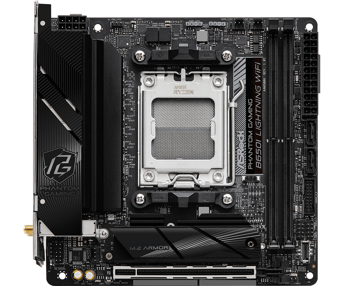 ASRock B650I LIGHTNING WIFI - Moderkort - Socket AM5 - USB 3.2 Gen 1 - Inbyggd Grafik (CPU Krävs) Detaljhandel